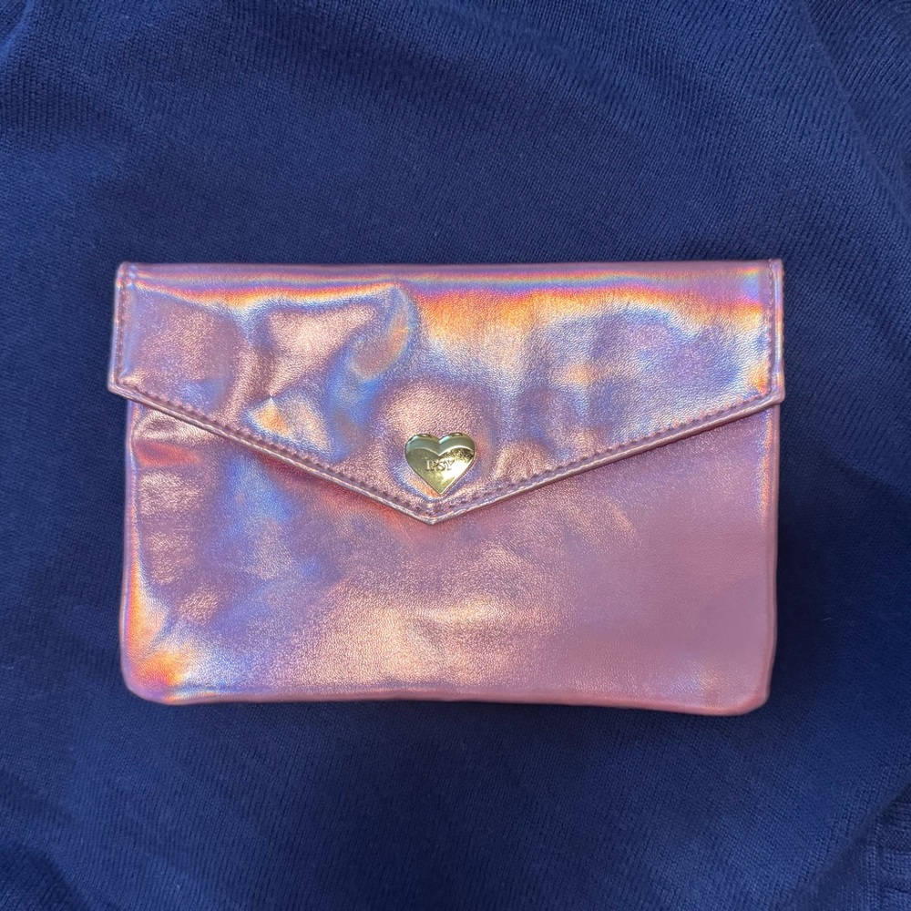 Ipsy Iridescent Pink Cosmetic Bag with Heart Clasp